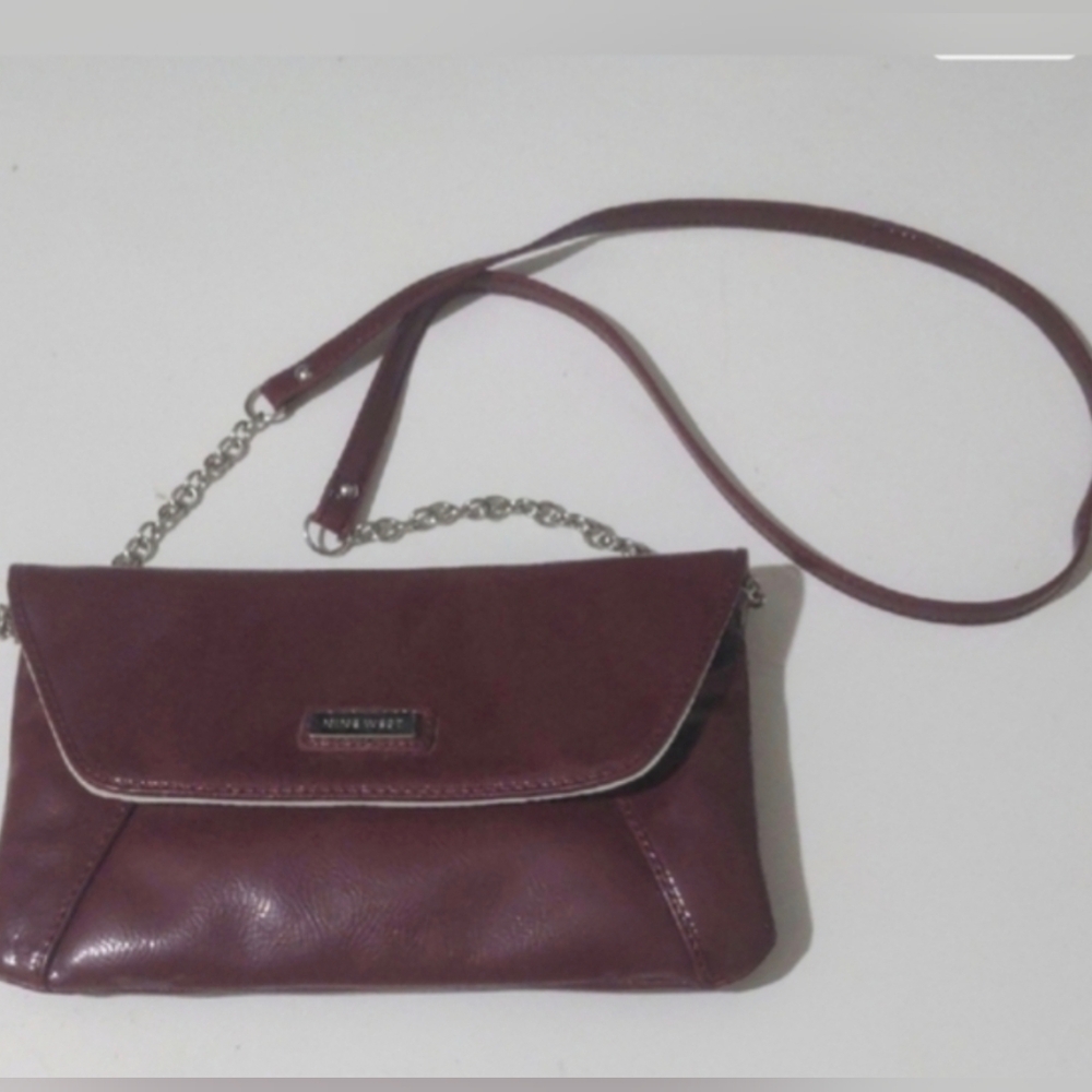 Nine West Women's Burgundy Faux Leather Crossbody Purse 10" X 6". NWOT